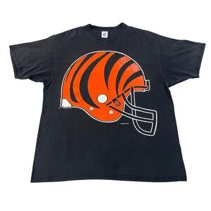 VTG Logo 7 Cincinnati Bengals Helmet T Shirt Black 1995 NFL 2XL USA Made